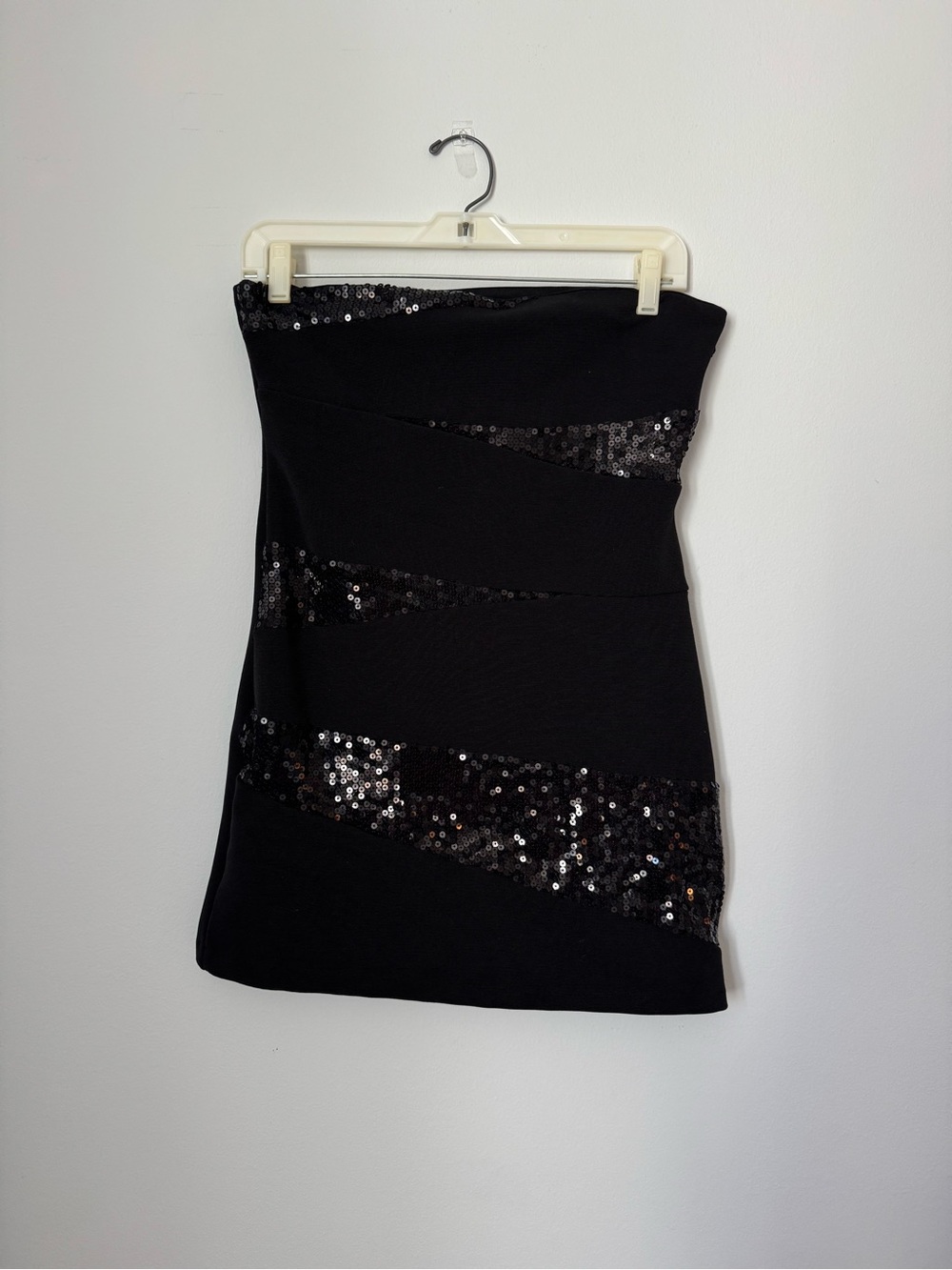 Strapless Black Sequin Bandage Dress